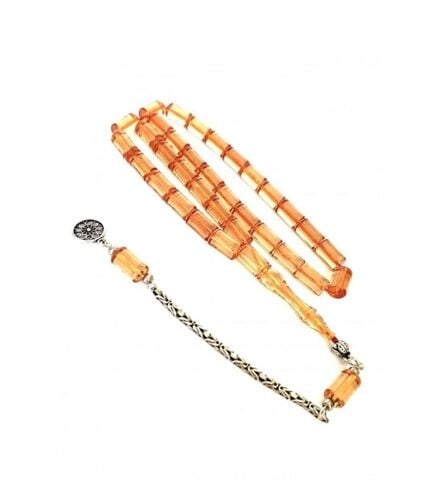 ATEŞ KEHRİBAR TESBİH ŞEFFAF SARI KESME MODEL