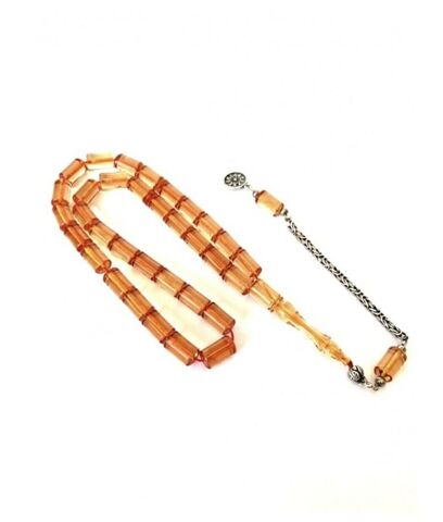 ATEŞ KEHRİBAR TESBİH ŞEFFAF SARI KESME MODEL