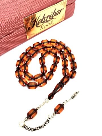 SÜRMELİ ATEŞ KEHRİBAR TESBİH BAL RENGİ KAPSÜL MODEL