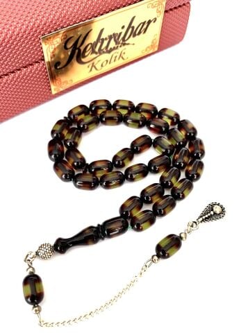 SÜRMELİ ATEŞ KEHRİBAR TESBİH YEŞİL KAPSÜL MODEL