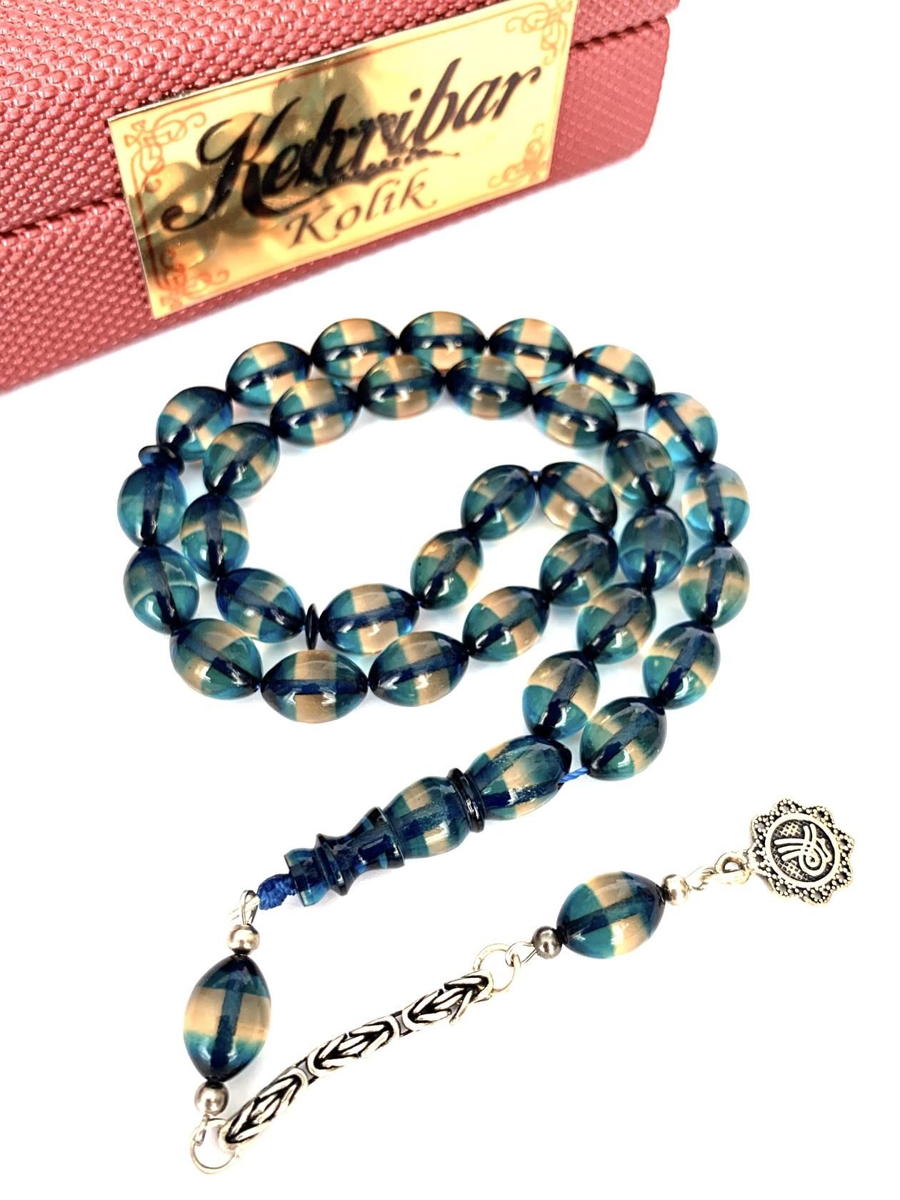 SÜRMELİ ATEŞ KEHRİBAR TESBİH MAVİ ARPA MODEL