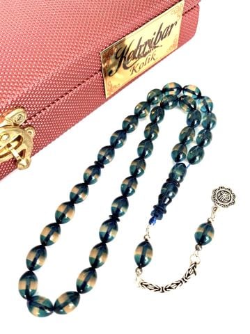 SÜRMELİ ATEŞ KEHRİBAR TESBİH MAVİ ARPA MODEL