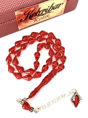 ATEŞ KEHRİBAR TESBİH KIRMIZI SU DAMLASI MODEL