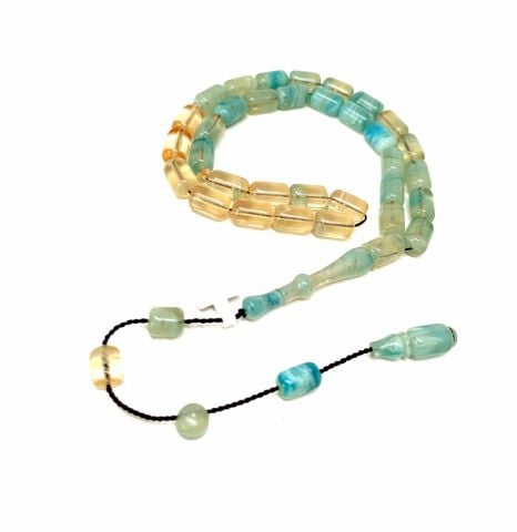 HARELİ TURKUAZ KEHRİBAR TESBİH KAPSÜL MODEL