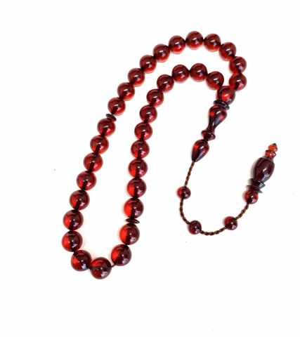 ATEŞ KEHRİBAR TESBİH KÜRE MODEL SİSTEMLİ VİŞNE