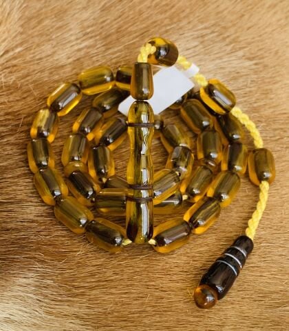 OSMANLI BENZETME SIKMA KEHRİBAR TESBİH ŞEFFAF SARI KAPSÜL MODEL