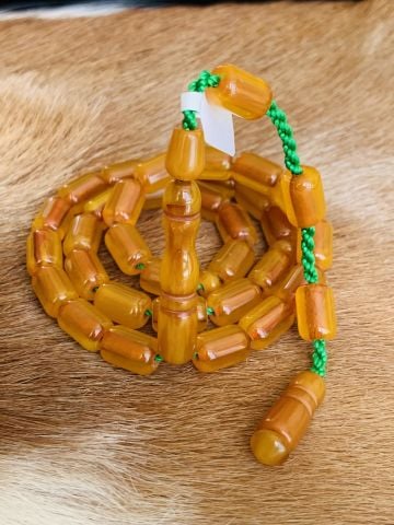 OSMANLI BENZETME SIKMA KEHRİBAR TESBİH MAT SARI KAPSÜL MODEL