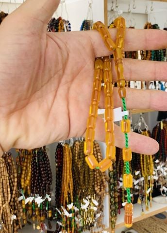 OSMANLI BENZETME SIKMA KEHRİBAR TESBİH MAT SARI KAPSÜL MODEL