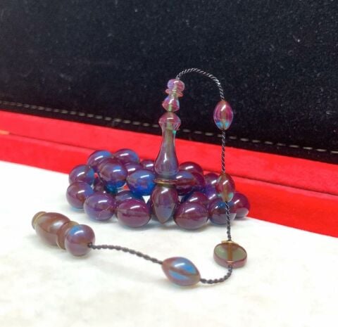 MAVİ SEDEFLİ ATEŞ KEHRİBAR TESBİH