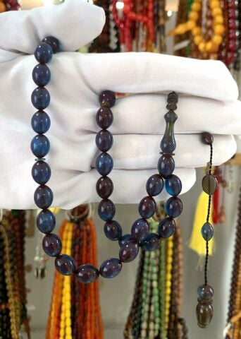 MAVİ SEDEFLİ ATEŞ KEHRİBAR TESBİH