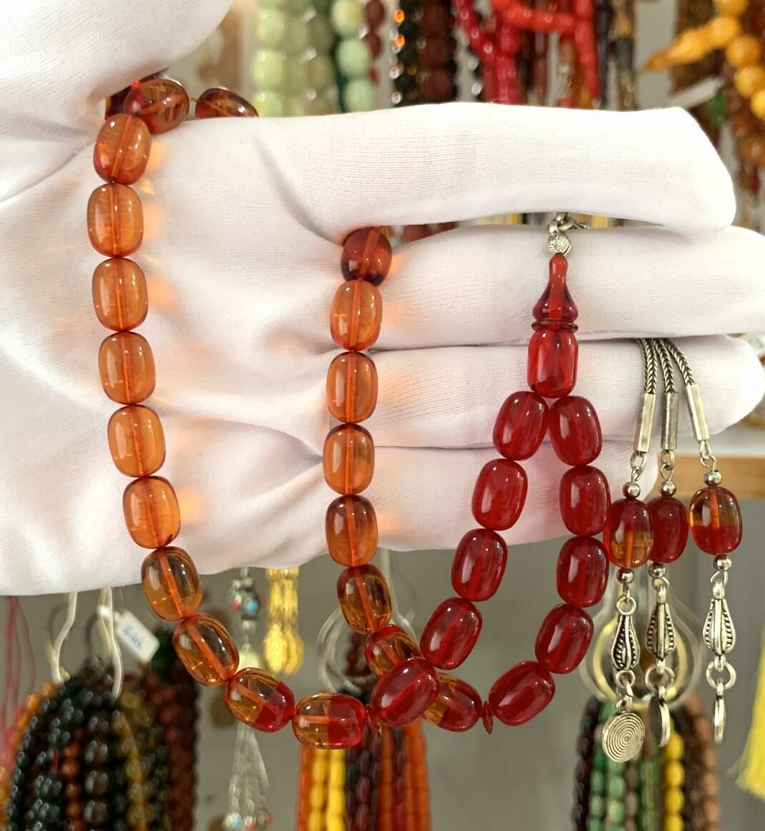 KIRMIZI TURUNCU KAPSÜL MODEL ATEŞ KEHRİBAR TESBİH