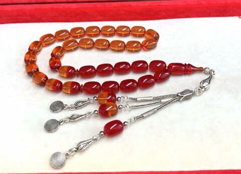 KIRMIZI TURUNCU KAPSÜL MODEL ATEŞ KEHRİBAR TESBİH