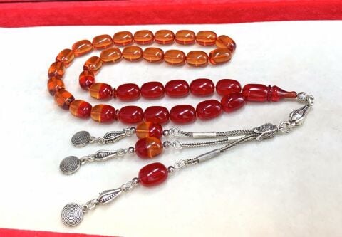 KIRMIZI TURUNCU KAPSÜL MODEL ATEŞ KEHRİBAR TESBİH