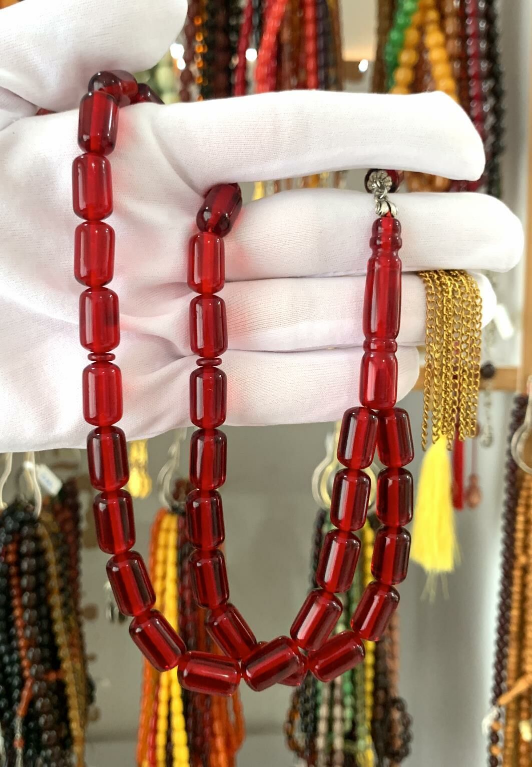 KIRMIZI KAPSÜL MODEL İRİ BOY ATEŞ KEHRİBAR TESBİH