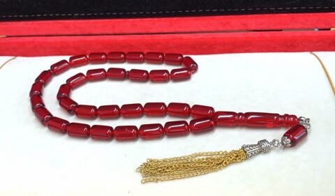 KIRMIZI KAPSÜL MODEL İRİ BOY ATEŞ KEHRİBAR TESBİH