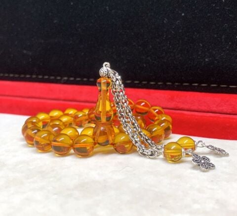 SARI KÜRE MODEL ATEŞ KEHRİBAR TESBİH