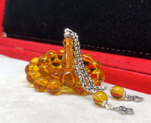 SARI KÜRE MODEL ATEŞ KEHRİBAR TESBİH