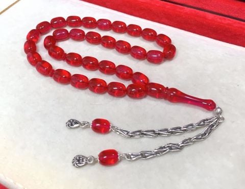 KIRMIZI SEDEFLİ  ATEŞ KEHRİBAR TESBİH