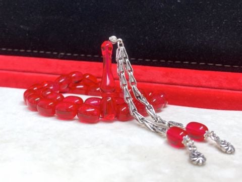 KIRMIZI SEDEFLİ  ATEŞ KEHRİBAR TESBİH