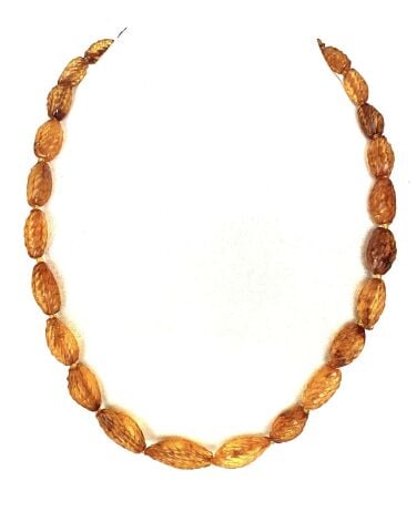 DAMLA KEHRİBAR YETİŞKİN BAL RENGİ KOLYE ÖZEL İŞLEMELİ