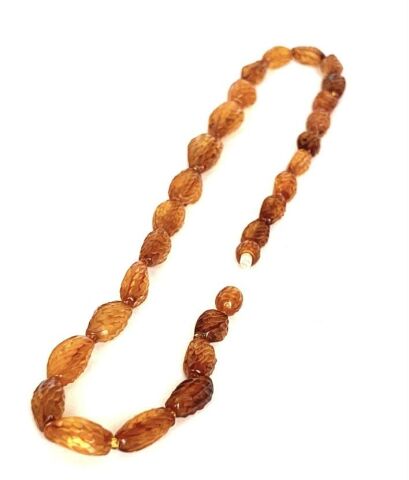 DAMLA KEHRİBAR YETİŞKİN BAL RENGİ KOLYE ÖZEL İŞLEMELİ