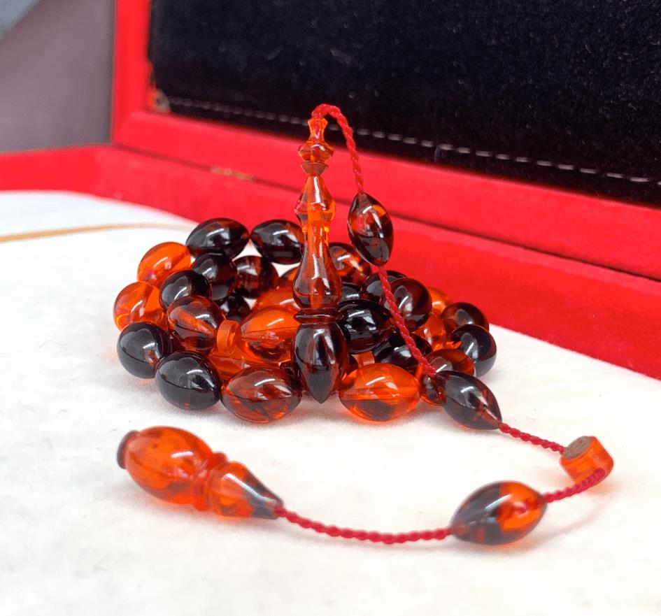 SİYAH ALACALI  SIKMA KEHRİBAR TESBİH