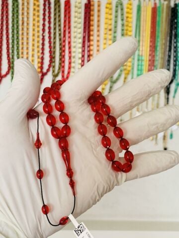 ESKİ ALMAN OYUN ZARINDAN TESBİH KIRMIZI BEYZİ MODEL