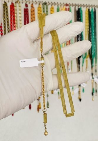 ALTIN PÜSKÜLLÜ HARDAL SARI KATALİN TESBİH KESME MODEL