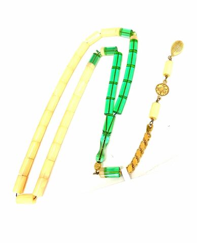 ALTIN PÜSKÜLLÜ BAL RENGİ - YEŞİL KATALİN TESBİH