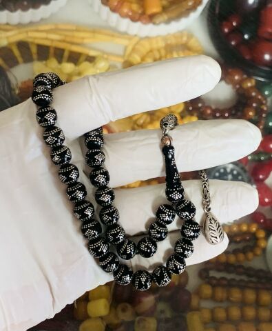 ERZURUM OLTU TAŞI TESBİH GÜMÜŞ ÇAKIM TEKER MODEL