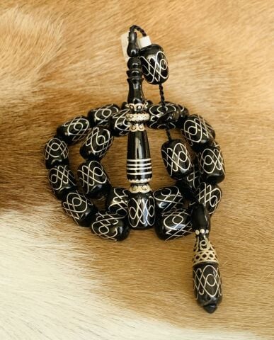 ERZURUM OLTU TAŞINDAN TESBİH GÜMÜŞ ÇAKIM MASKOT BOY KAPSÜL MODEL