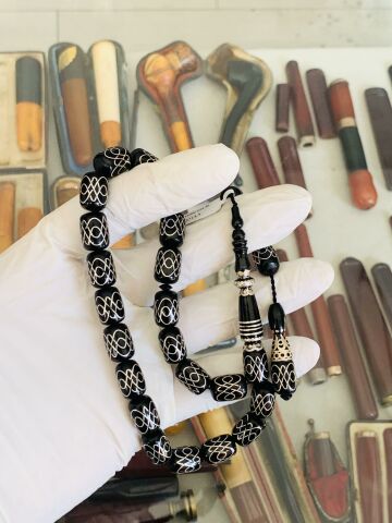 ERZURUM OLTU TAŞINDAN TESBİH GÜMÜŞ ÇAKIM MASKOT BOY KAPSÜL MODEL