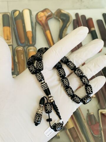 ERZURUM OLTU TAŞINDAN TESBİH GÜMÜŞ ÇAKIM MASKOT BOY KAPSÜL MODEL