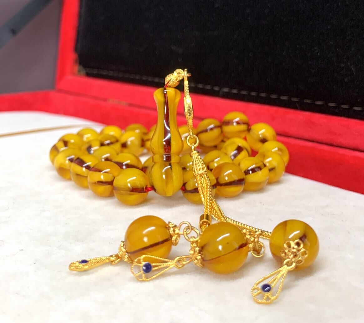 SARI KÜRE MODEL OSMANLI BENZETME SIKMA KEHRİBAR TESBİH