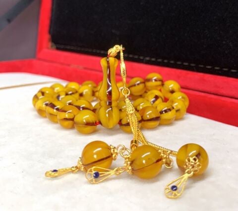 SARI KÜRE MODEL OSMANLI BENZETME SIKMA KEHRİBAR TESBİH