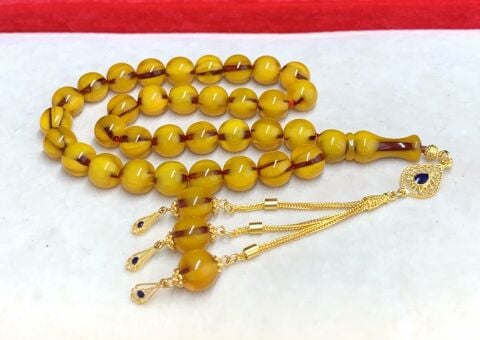 SARI KÜRE MODEL OSMANLI BENZETME SIKMA KEHRİBAR TESBİH