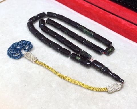 SİYAH SEDEFLİ SIKMA KEHRİBAR TESBİH