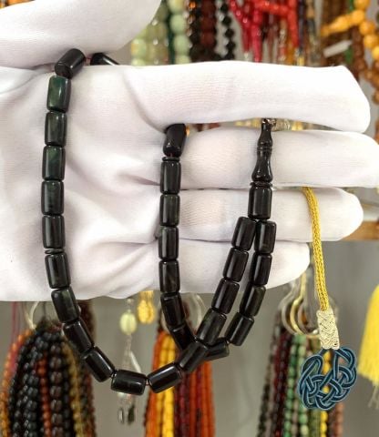 SİYAH SEDEFLİ SIKMA KEHRİBAR TESBİH