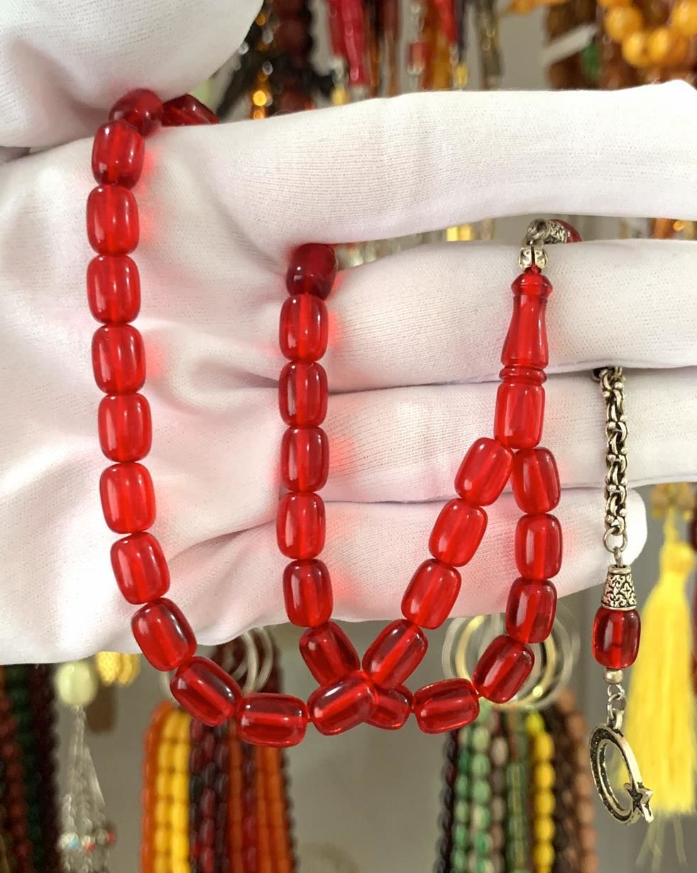 KAPSÜL MODEL KIRIMIZI ATEŞ KEHRİBAR TESBİH