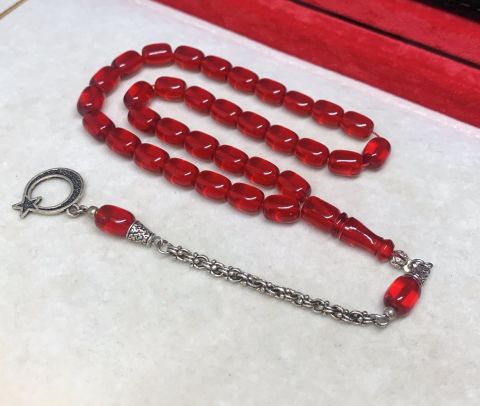 KAPSÜL MODEL KIRIMIZI ATEŞ KEHRİBAR TESBİH