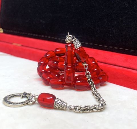 KAPSÜL MODEL KIRIMIZI ATEŞ KEHRİBAR TESBİH