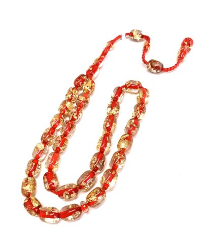 ALTIN PARÇACIKLI ÖZEL DÖKÜM KIRMIZI ŞEFFAF KATALİN TESBİH