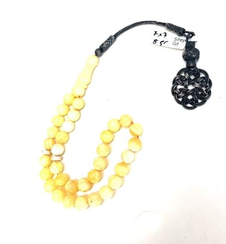 DAMLA KEHRİBAR BİLEKBOY TESBİH KÜRE MODEL 1000 AYAR KAZAZ PÜSKÜLLÜ