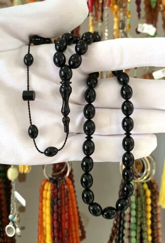 SİYAH BEYZİ MODEL SIKMA KEHRİBAR TESBİH