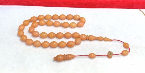 KREM BEYZİ MODEL SIKMA KEHRİBAR TESBİH