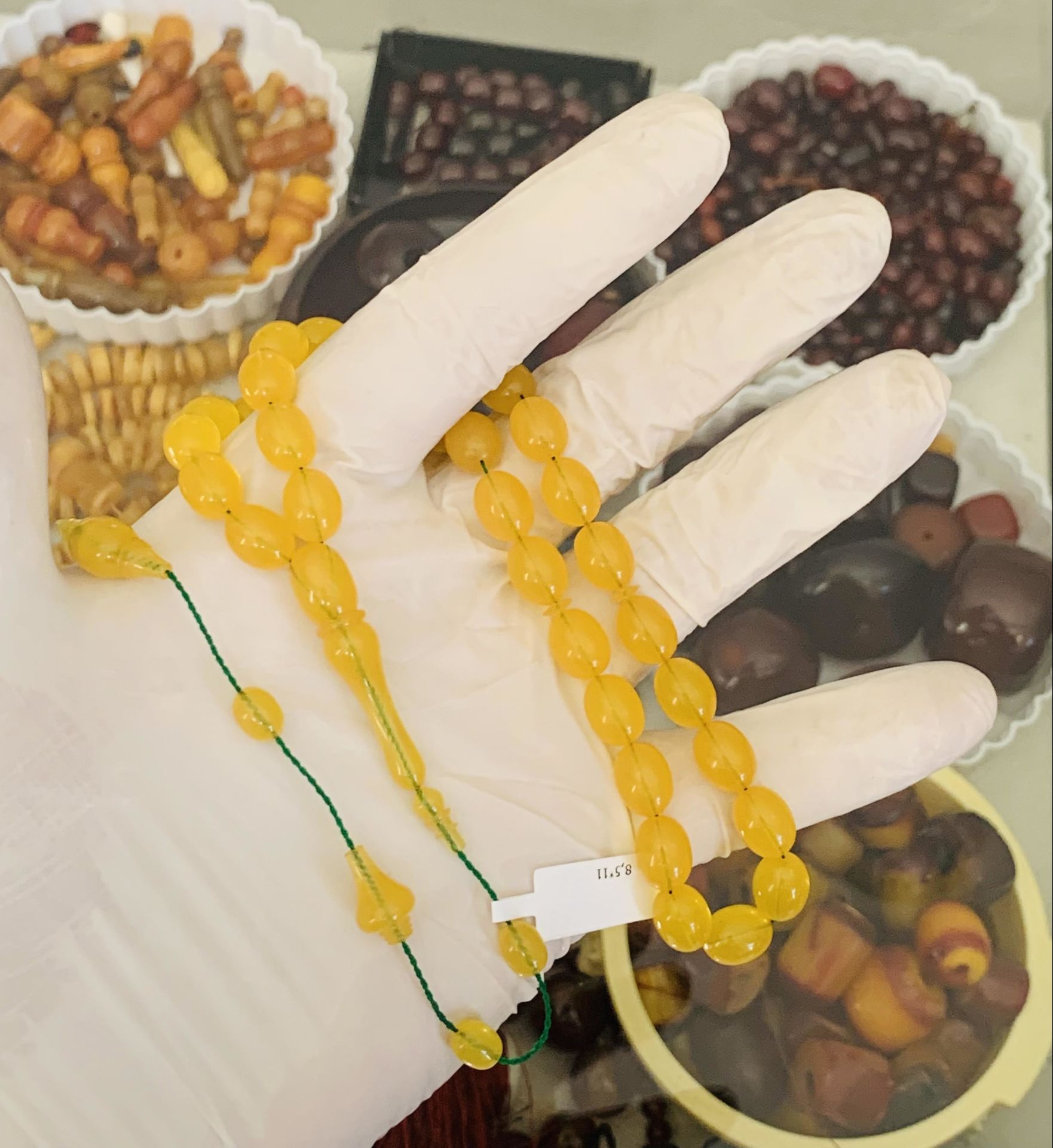 USTA İŞÇİLİK SIFIR DELİM SARI ZAR KEHRİBAR TESBİH