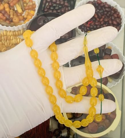 USTA İŞÇİLİK SIFIR DELİM SARI ZAR KEHRİBAR TESBİH