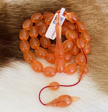 USTA İŞÇİLİK SIFIR DELİM TURUNCU ZAR KEHRİBAR TESBİH