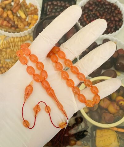 USTA İŞÇİLİK SIFIR DELİM TURUNCU ZAR KEHRİBAR TESBİH