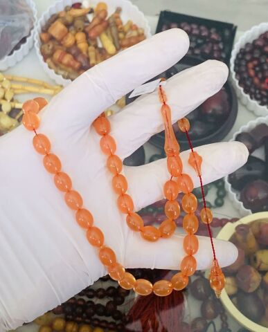 USTA İŞÇİLİK SIFIR DELİM TURUNCU ZAR KEHRİBAR TESBİH